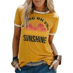 Gelbe Kurzärmelige Rundhals-Ausschnitt T-Shirts Handwäsche für Damen Größe L für den für den Sommer 