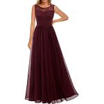 Burgundfarbene Elegante Ärmellose Maxi Chiffon-Abendkleider aus Chiffon für Damen Größe XL 