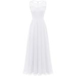 Weiße Unifarbene Maxi Chiffon-Abendkleider aus Chiffon für Damen Größe XL für den für den Sommer 