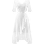Weiße Elegante Dressystar Midi V-Ausschnitt Kurze Abendkleider mit Reißverschluss aus Chiffon für Damen Größe S für die Braut 