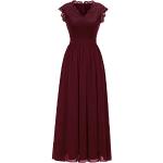 Reduzierte Burgundfarbene Elegante Dressystar Maxi V-Ausschnitt Lange Abendkleider aus Chiffon für Damen Größe L für Brautjungfern 