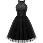 Schwarze Elegante Ärmellose Dressystar Mini Schulterfreie Kurze Abendkleider mit Pailletten mit Reißverschluss aus Tüll für Damen Übergrößen für Partys 