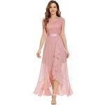 Rosa Elegante Dressystar Maxi V-Ausschnitt Lange Abendkleider aus Chiffon für Damen Größe L für Brautjungfern 