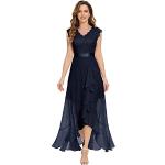 Marineblaue Elegante Dressystar Maxi V-Ausschnitt Lange Abendkleider aus Chiffon für Damen Größe XXL zur Hochzeit 