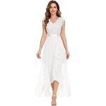 Weiße Elegante Dressystar Maxi V-Ausschnitt Lange Abendkleider aus Chiffon für Damen Größe M 