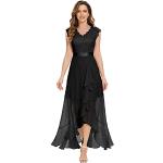 Schwarze Elegante Dressystar Maxi V-Ausschnitt Lange Abendkleider aus Chiffon für Damen Größe L 