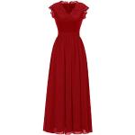 Rote Elegante Dressystar Maxi V-Ausschnitt Lange Abendkleider aus Chiffon für Damen Größe XXL zum Abschlussball 