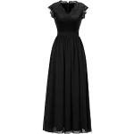 Schwarze Elegante Dressystar Maxi V-Ausschnitt Lange Abendkleider aus Chiffon für Damen Größe XXL zum Abschlussball 