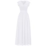 Weiße Elegante Dressystar Maxi V-Ausschnitt Chiffon-Abendkleider aus Chiffon für Damen Größe M für Partys 