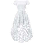 Reduzierte Weiße Elegante Mini Schulterfreie Kurze Abendkleider aus Spitze für Damen Größe XXL zum Abschlussball 