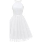 Weiße Elegante Dressystar Midi Schulterfreie Ballkleider mit Pailletten mit Reißverschluss aus Tüll für Damen Größe XXL für Partys 