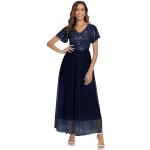 Marineblaue Elegante Dressystar Maxi V-Ausschnitt Lange Abendkleider mit Pailletten mit Reißverschluss aus Mesh Handwäsche für Damen Übergrößen für Brautjungfern 