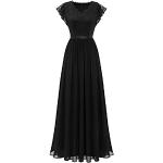Schwarze Blumenmuster Elegante Dressystar Maxi V-Ausschnitt Lange Abendkleider mit Reißverschluss aus Chiffon für Damen Übergrößen zum Abschlussball 