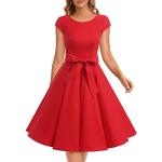 Rote Unifarbene Vintage Dressystar Audrey Hepburn Partykleider aus Tüll Handwäsche für Damen Größe L für Partys 