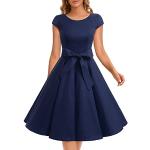 Marineblaue Unifarbene Vintage Dressystar Audrey Hepburn Partykleider aus Tüll Handwäsche für Damen Größe XS für Partys 