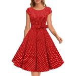 Rote Unifarbene Vintage Dressystar Audrey Hepburn Partykleider aus Tüll Handwäsche für Damen Größe XL für Partys 