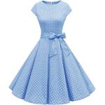 Himmelblaue Vintage Dressystar Audrey Hepburn Partykleider aus Baumwolle für Damen Größe 3 XL 