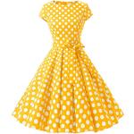Gelbe Pin Up Dressystar Audrey Hepburn Partykleider aus Baumwolle für Damen Größe XXL 