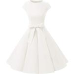 Weiße Pin Up Ärmellose Dressystar Audrey Hepburn Partykleider aus Baumwolle für Damen Größe L 