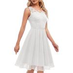 Reduzierte Weiße Elegante Ärmellose Dresstells Kurze Abendkleider aus Chiffon für Damen Größe S zum Abschlussball 