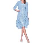 Fliederfarbene Elegante Langärmelige Kurze Abendkleider aus Musselin für Damen Größe 4 XL für die Braut für den für den Herbst 