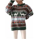 Oversize V-Ausschnitt Zopfpullover mit Glitzer aus Wolle für Damen Größe M Weihnachten für den für den Winter 