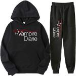 The Vampire Diaries Hoodie + Trousers Set, Unisex TV Series Print Two-Piece Leisure Suit for Women