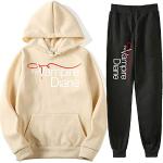 DROLA The Vampire Diaries Hoodie + Trousers Set, Unisex TV Series Print Two-Piece Leisure Suit for Women