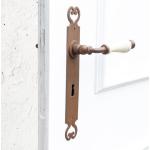 Drückergarnitur für Zimmertüren, Porzellangriff, rostig | BB72 | Eisen braun