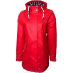 Dry Fashion Damen Regenmantel Kiel - Frauen Regenjacke Damen Jacke mit verstellbarer Kapuze Lang Winddicht Wasserdicht in Rot Größe 52