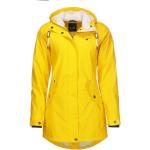 Gelbe Unifarbene Wasserdichte Dry Fashion Kapuzenmäntel mit Reißverschluss aus PU mit Kapuze für Damen Größe XXL 