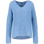 Reduzierte Blaue Unifarbene Langärmelige Drykorn V-Ausschnitt Strickpullover aus Polyamid Handwäsche für Damen Größe M für den für den Herbst 