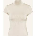 Hellbraune Drykorn Stehkragen T-Shirts aus Viskose für Damen Größe M 