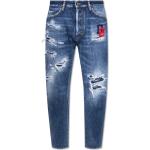 Reduzierte Dunkelblaue Bestickte Vintage DSQUARED2 Slim Fit Jeans aus Denim für Herren Größe XL 