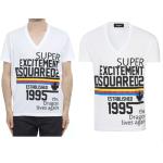Reduzierte Weiße DSQUARED2 V-Ausschnitt T-Shirts für Herren Größe S 