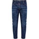 Marineblaue Bestickte DSQUARED2 Slim Fit Jeans mit Knopf aus Denim für Herren Größe L 