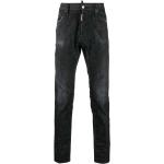 Schwarze Bestickte DSQUARED2 Distressed Slim Fit Jeans mit Reißverschluss aus Denim für Herren Größe S 