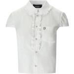 Reduzierte Weiße Kurzärmelige DSQUARED2 Shirts mit Tasche mit Rüschen aus Baumwolle für Damen Größe M 
