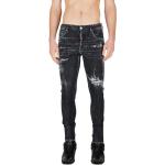 Schwarze DSQUARED2 Slim Fit Jeans mit Reißverschluss aus Leder für Herren Größe M 