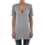 Reduzierte Graue Langärmelige DSQUARED2 V-Ausschnitt T-Shirts aus Baumwolle für Damen Größe M 