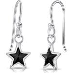 Schwarze Sterne Elegante Runde Tropfen Ohrringe aus Silber für Damen 