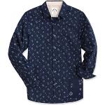 Marineblaue Karo Langärmelige Herrenlangarmhemden mit Knopf aus Baumwolle Größe L für den für den Frühling 