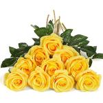 Gelbe Retro Runde Kunstrosen mit Sonnenblumenmotiv 10-teilig 