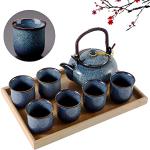 Reduzierte Hellblaue Retro Teekannen aus Keramik 