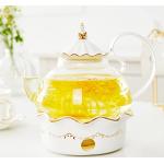 Reduzierte Goldene Teekannen mit Stövchen mit Tiermotiv matt aus Glas lebensmittelecht 