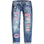 Hellblaue Bestickte Ripped Jeans & Zerrissene Jeans aus Denim für Damen Größe XXL Petite zum Oktoberfest für den für den Sommer 