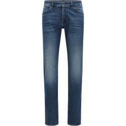 Dunkelblaue Regular-Fit Jeans aus italienischem Stretch-Denim