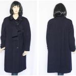 Dunkelblaue Vintage Maxi Langmäntel aus Wolle für Damen Größe XL für den für den Winter 