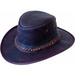 Dunkelbraune Geflochtene Scippis Hüte mit Australien-Motiv aus Leder 60 Größe XL 