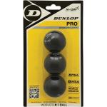Dunlop Squashball Pro (2 gelbe Punkte, Speed sehr langsam) schwarz Blisterverpackung - 3 Bälle